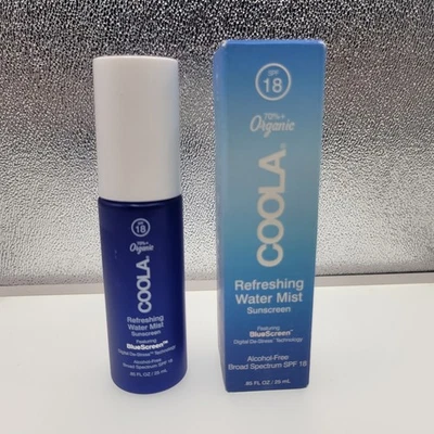 Protector solar Coola Refreshing Water Mist FPS 18 pantalla azul TAMAÑO COMPLETO 0,85 oz caja nueva Foto 1 de 4