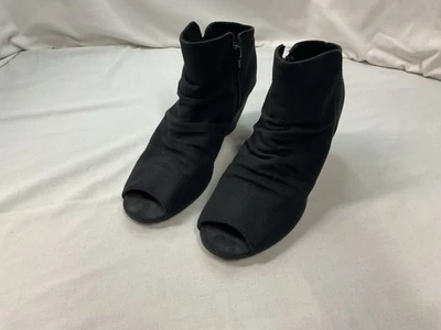 Blowfish Women's Black Zipper Side 3 Inch Heel Booties, Open Toe, Size 9 Wedge - Image 1 of 4