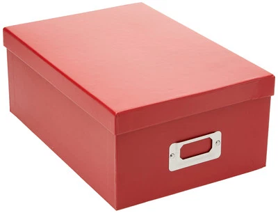 Caja de almacenamiento de fotos roja brillante para 1100 tarjetas indexadas de fotos 4x7 sin ácido Foto 1 de 4