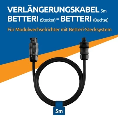 Verlängerungskabel 5m Betteri (M) - Betteri (F) Wechselrichter Balkonkraftwerk