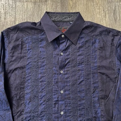 Camisa Robert Graham Para Hombres 2XL Azul Paisley Jacquard Abotonada Manga Larga Vestido Foto 1 de 4