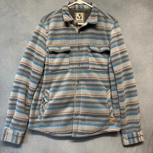 Voyager Shacket Fleece Chore Plush Lined Shirt Jacket Men's Small Skater Striped - Picture 1 of 15