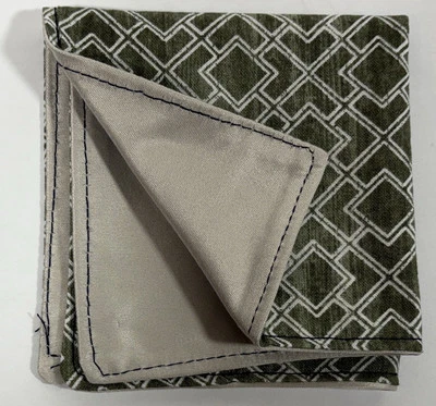 Pisgah Pocket Squares EDC Hanks Cotton Green Geometric & Gray Microfiber - Image 1 of 4