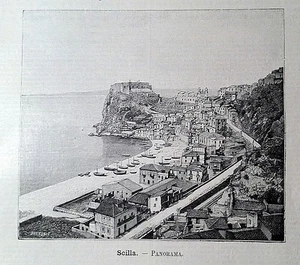 1891 Xilografia VEDUTA SCILLA Reggio Calabria - Imagen 1 de 1