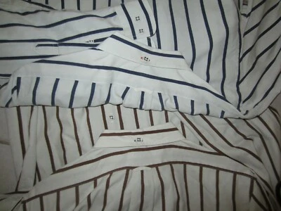LOT OF 2 MENS LARGE MARTIN GORDON SILK COTTON SHIRTS BLUE WHITE BROWN WHITE  - Image 1 of 4
