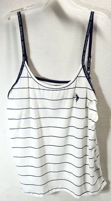 U.S. Polo Women's Spaghetti Strap Tank Top Shirt Size XL White Blue Striped NEW - Image 1 of 4
