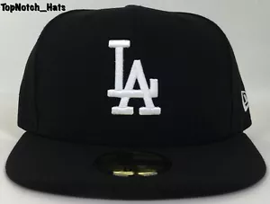 New Era 59Fifty Los Angeles LA Dodgers Game Fitted Black Hat New Era Brand New ! - Picture 1 of 1