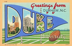 Postcard NC Durham North Carolina-Large Letter Greeting-Duke University F.B.(D7) - Picture 1 of 4