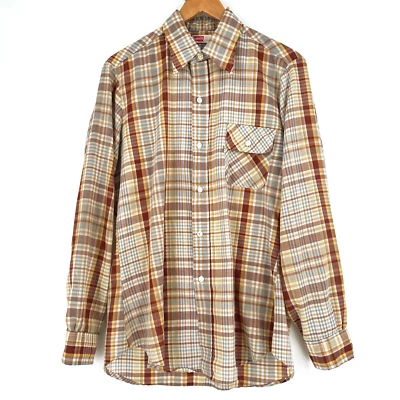 Camisa De Colección Años 70 Levis Para Hombres A Cuadros Abotonada L/M Western Cowboy Ranch Rockabilly Foto 1 de 4