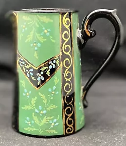 JARRA DE AGUA VINTAGE VICTORIANA DEL REINO UNIDO PINTADA A MANO METAL ESMALTADO 5" c1910 g - Imagen 1 de 6