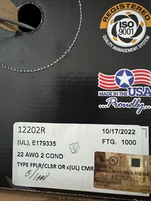 Cable de seguridad elevador Advanced Digital 12202R 22/2C gris 1000 pies Foto 1 de 2