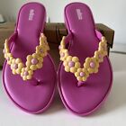 Melissa Pink And Yellow Daisy Flip Flops Size 5
