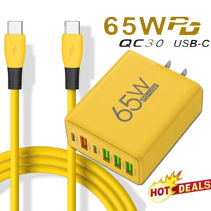 65W Fast Type C PD+USB Charger & Cable For Motorola Razr 50 40 Ultra Edge (2024) - Picture 1 of 12