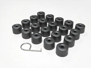 WHEEL NUT COVERS FOR VW PASSAT SHARAN TIGUAN TOURAN 17mm BOLT CAPS DARK GREY - Picture 1 of 12