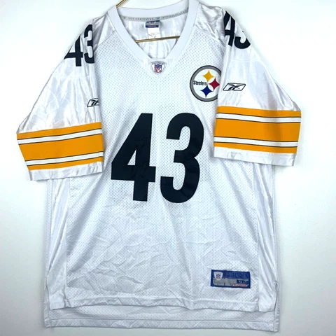 Vintage Pittsburgh Steelers Troy Polamalu Reebok Jersey Size 52 White Nfl Cover