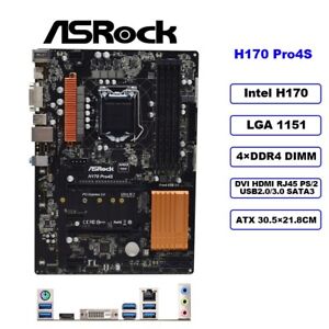 ASRock H170 Pro4S Motherboard ATX Intel H170 LGA1151 DDR4 64GB SATA3 HDMI M.2