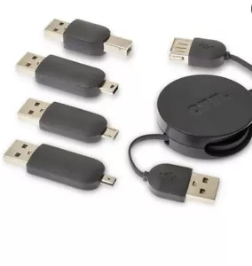 USB Retractable Cable 6-Piece Adapter Kit, Compatible with all USB Devices - Picture 1 of 3