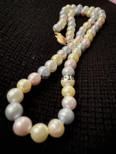 Elegante AAAA 7-8mm echte natürliche Südsee Multicolor Perlenkette 17 Zoll 14k - Bild 1 von 8