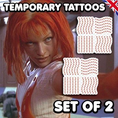 ALUNACREATES UK Leeloo - Fifth Element Temporary Tattoo Cosplay Costume Realistic SET OF 2