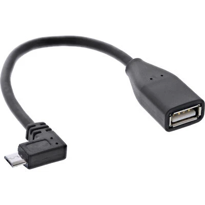 InLine® USB OTG Adapterkabel Micro-B Stecker gewinkelt an USB A Buchse 15cm - Bild 1 von 2