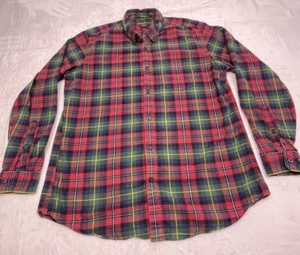 Eddie Bauer LS Flannel Shirt Mens L Red Green Black Plaid Pattern Relaxed Fit - Picture 1 of 14