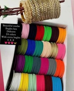 Multi colour bangles wedding bridal jewellery Metal Women Indian Full Box - Picture 1 of 7