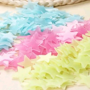 Multicolor 100 x 3D Wall Decor Ceiling Glow In The Dark Stars Kid Wall Stickers - Picture 1 of 6