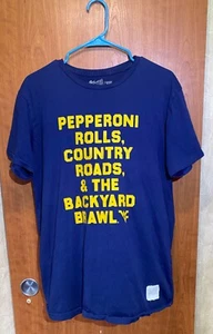 West Virginia Mountaineers Unisex T-Shirt Large Retro Brand Navy Yellow - Picture 1 of 15