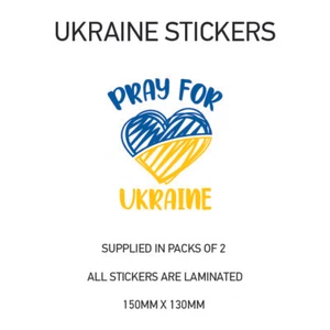BETEN FÜR UKRAINE HERZ AUFKLEBER X2 UKRAINISCHER FRIEDENSSTÄNDER AUTO AUFKLEBER ABZIEHBILD WAR08 - Bild 1 von 1