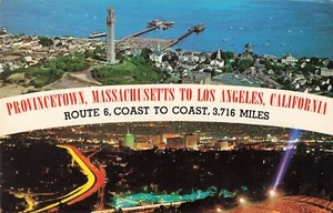 Postal de colección Route 6 Coast to Coast Provincetown to Los Angeles vista aérea - Imagen 1 de 2