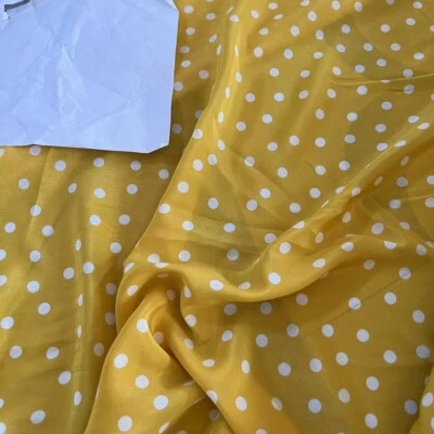 Tela de seda crepé 100 % seda pura 14 momme puntos amarillos 43" de ancho por yarda X062 Foto 1 de 2