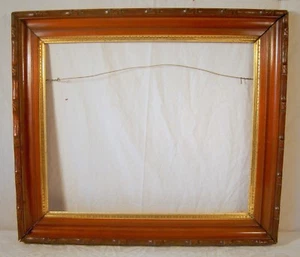 Antique Victorian Frame Carved Walnut with Rustic Trim Original Gilt Liner - Picture 1 of 12