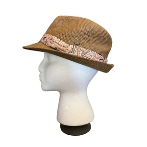 HBY Miami Fedora Hut Gr. M Papier Stroh Paisley Band Urlaub Vibes Sommer Sonne - Bild 1 von 10