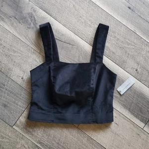 Maeve Emmanuelle Cropped Black Velvet Tank 00P Anthropologie Fairycore Goth XXS - Picture 1 of 11