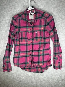 Gilly Hicks Sydney Flanell Knopfleiste Damengröße Small rosa kariert hoher Saum - Bild 1 von 6