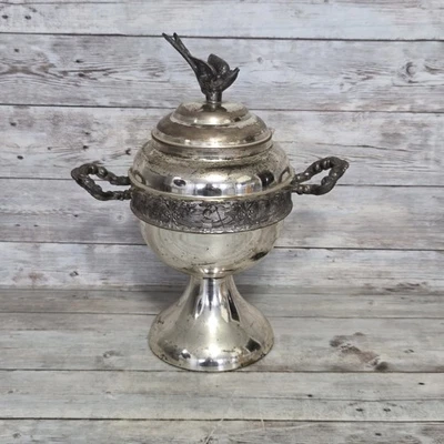 Старинный Rogers четверной посеребренный птица сахарница ложка держатель изношенный потертый - Изображение 1 из 4