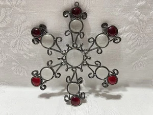 Rot/Klar Buntglas/Metall-Schneeflockenform Design-6" Sonnenfänger/Wandbehang - Bild 1 von 4