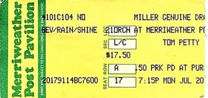 TOM PETTY JULY 20, 1987 MERRIWEATHER POST PAVILION CONCERT TICKET STUB / EX - Picture 1 of 2