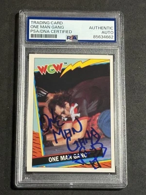ONE MAN GANG 1992 TOPPS UK WCW SIGNED AUTOGRAPHED CARD PSA/DNA CERTIFIED - Image 1 of 2