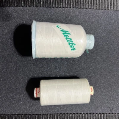 Mettler Lot Of 2 White Spools (1 Poly, 1 Nylon) Sealed 1000m Each - Image 1 of 2