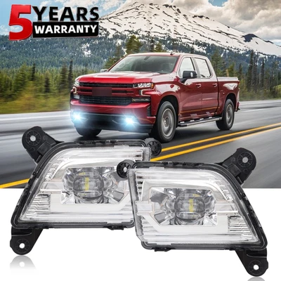 For 2019-2021 2022 Chevrolet Silverado 1500 2500HD LED DRL Fog Lights Lamp Clear Foto 1 de 4