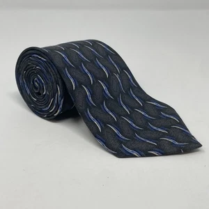 Alexander Lloyd Herrenmode Seide Seide schwarz geometrisch lange Krawatte Krawatte - Bild 1 von 3