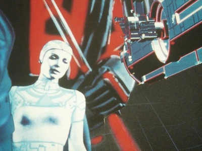 JEFF BRIDGES & SYD MEAD / WALT DISNEY " TRON (1982)" B2 POSTER JAPAN ORIGINAL V - Image 1 of 4