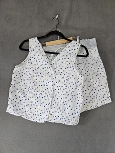 Vintage Stefano Women Medium Spotted Tank Top Shorts 2 Piece Set Vneck Button Up - Picture 1 of 17