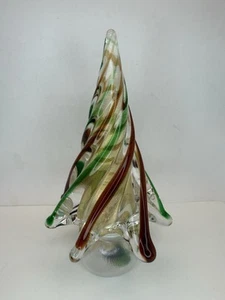 Vintage Murano gedreht rot & grün gestreift Glas & Gold Weihnachtsbaum 7 1/2" - Bild 1 von 20