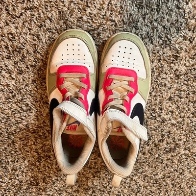 Nike Court Borough Low 2 TD Zapatos para Niños Pequeños Blanco Rosa Verde Gancho Lazo Talla 13C Foto 1 de 4