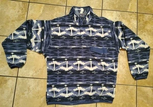 Patagonia Synchilla Snap T Mens Large L Blue Aztec Tribal Eyota Print Pullover - Picture 1 of 7