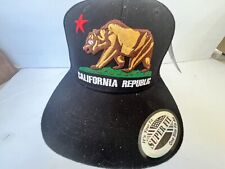 Black California Republic Baseball Cap Raised Logos on Front Side and Back