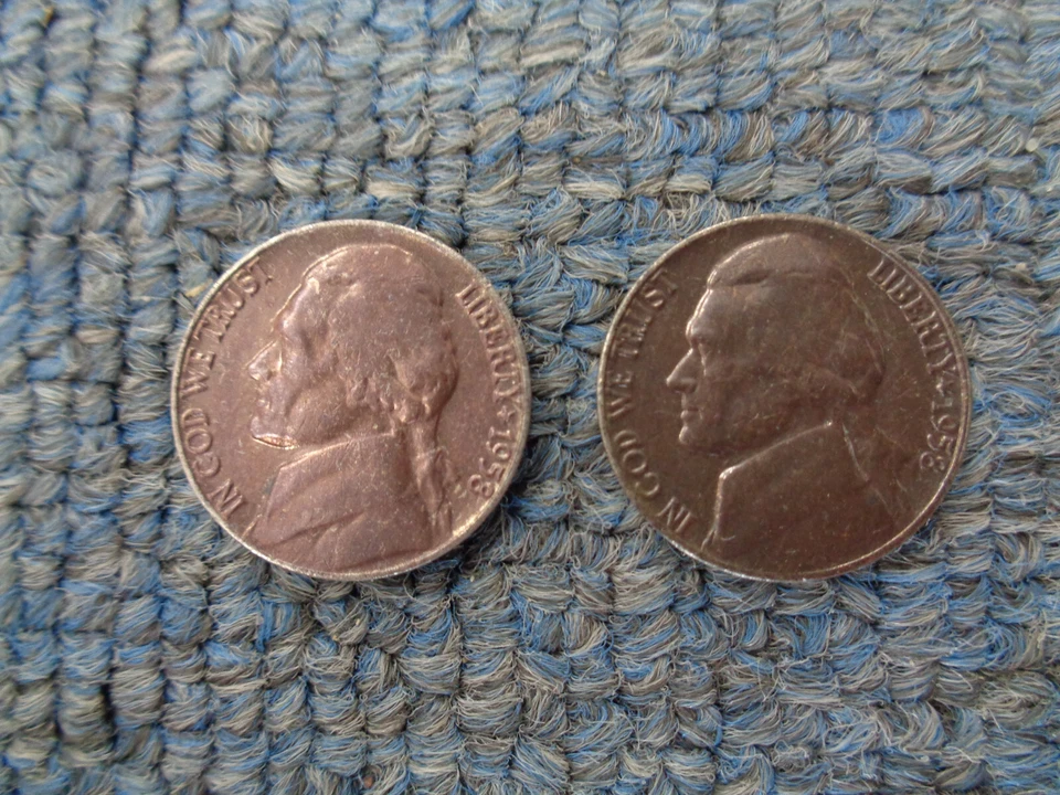 1958 Improperly Annealed Planchet (Black Beauty) Jefferson Nickels BU - Image 1 of 4