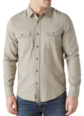 Camisa con botones Lucky Brand para hombre talla L beige con botones manga larga denim nueva Foto 1 de 4